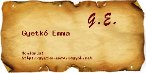 Gyetkó Emma névjegykártya